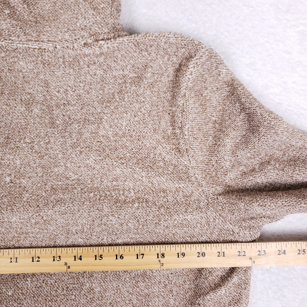 Eddie Bauer Fleece Pullover Sweater Womens Large Mock Neck Heathered Tan Cozy - Picture 7 of 8